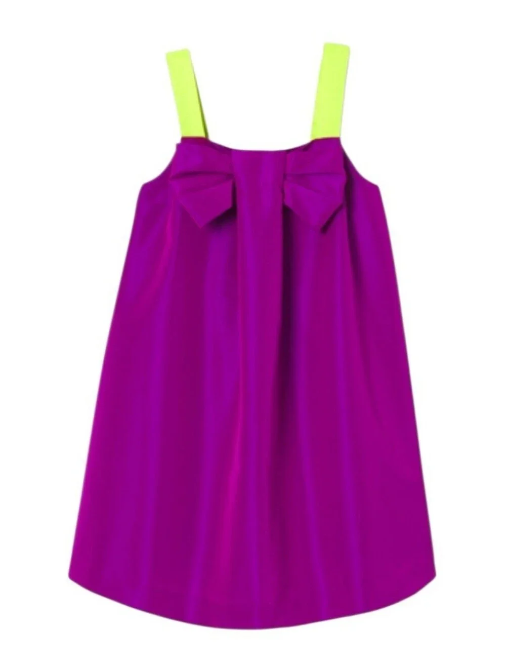 Jacadi Paris purple dress with lime green straps and bow detail, size 3 years.